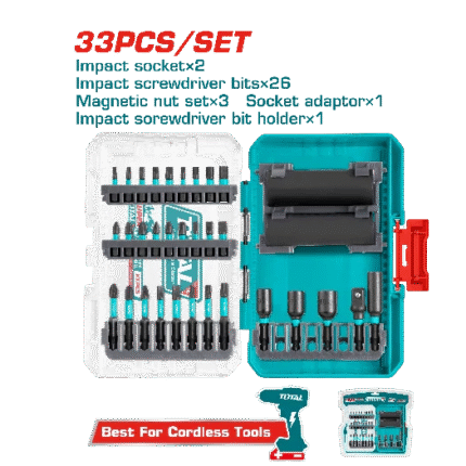 Total 33 Pcs impact screwdriver bits and sockets set TACSDL63306