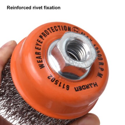 Harden Cup Wire Brush With NutSize75mm  x  M10 x 1.5