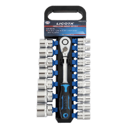 LICOTA MADE IN TAIWAN 19PCS 1/2" DR. 6PT SOCKET SET PLASTIC HOLDER 8-32mm