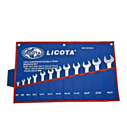 LICOTA MADE IN TAIWAN 12PCS EUROPEAN TYPE DOUBLE OPEN WRENCH 6-32MM MICRO FINISH