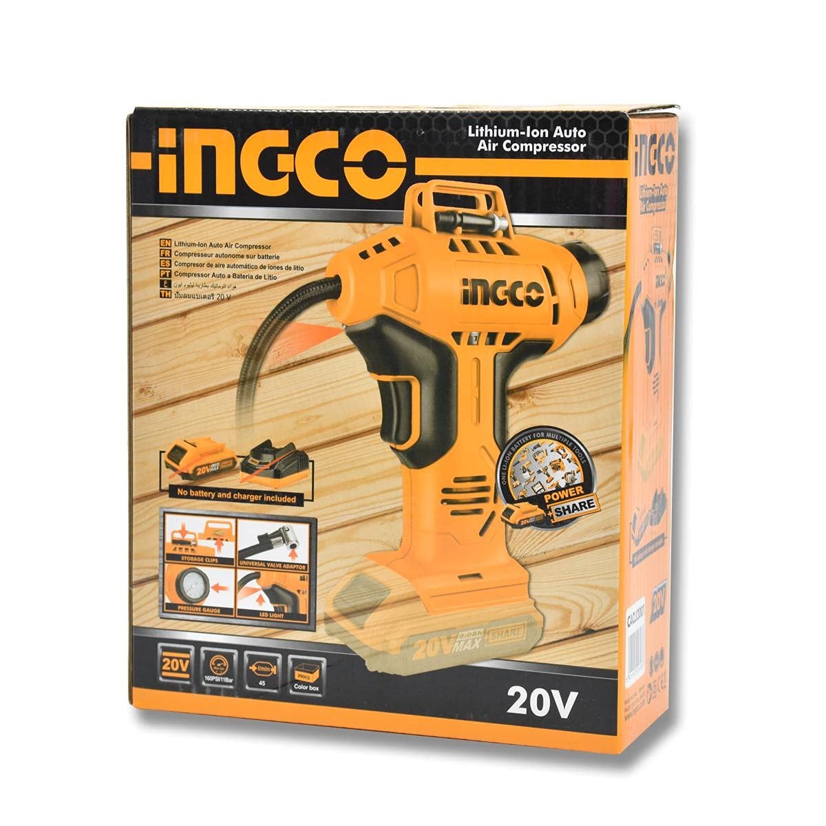 INGCO 20V Cordless Auto Air Compressor (WITH Battery & Charger) CACLI2001 1 CACLI2001 CACLI2001 My Store