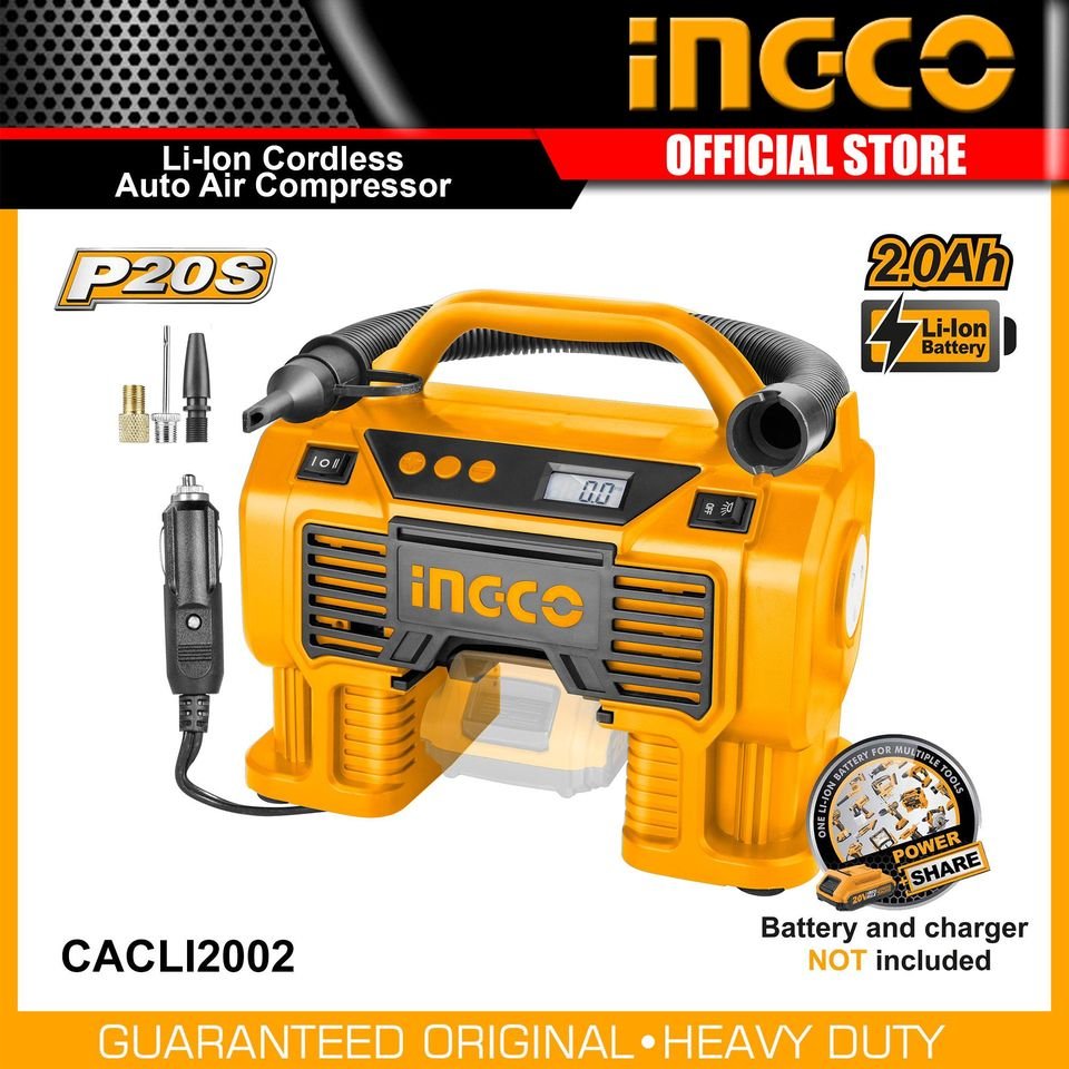 INGCO 20V Cordless Auto Air Compressor (WITH Battery & Charger) CACLI2002 1 CACLI2002 CACLI2002 My Store