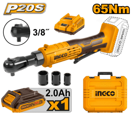 INGCO 20V Cordless Drive Ratchet 3/8" (WITH Battery & Charger) CDRLI2060152