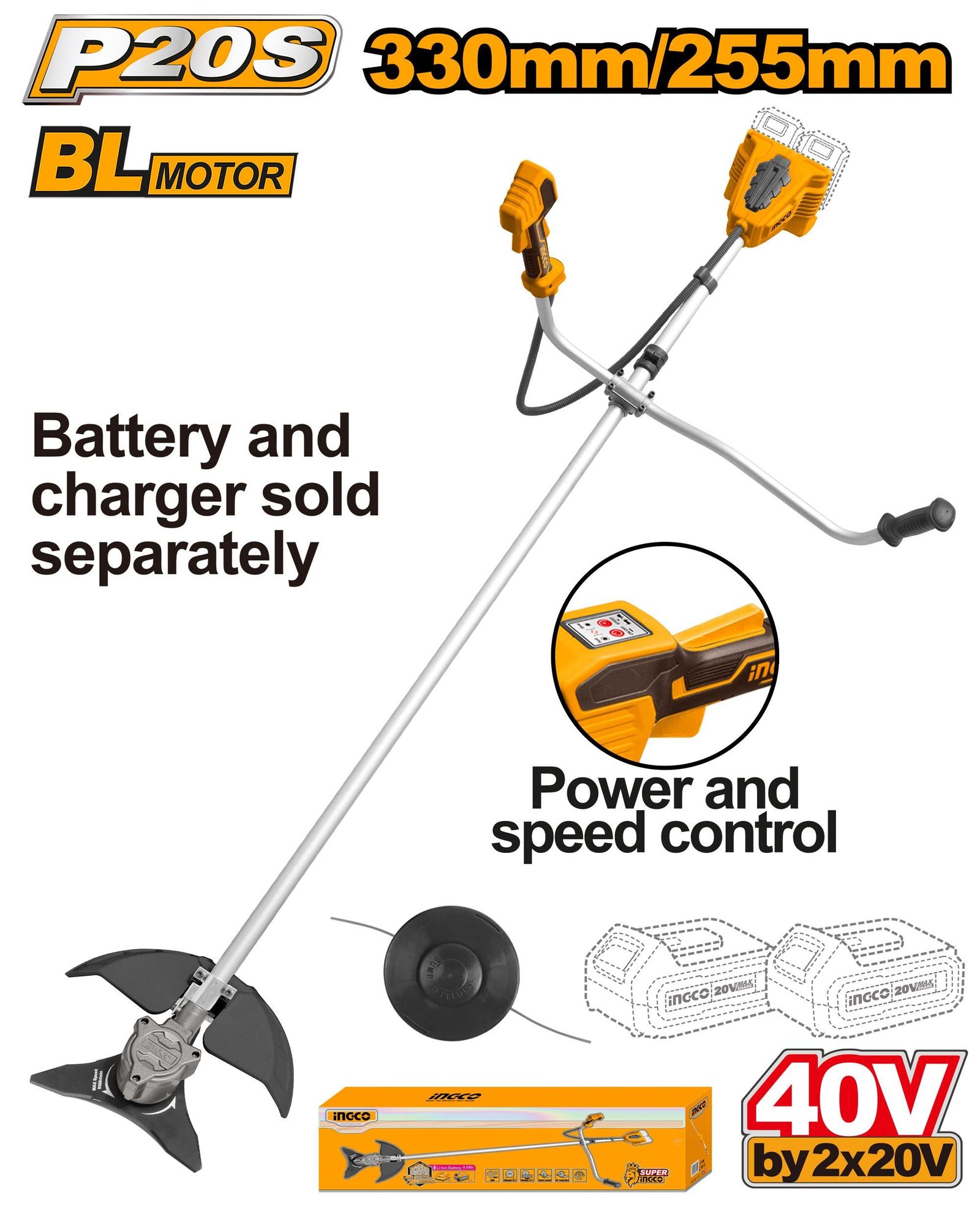 INGCO 40V String Trimmer & Brush Cutter (WITHOUT Battery & Charger) CSTLI20018 1 CSTLI20018 CSTLI20018 My Store