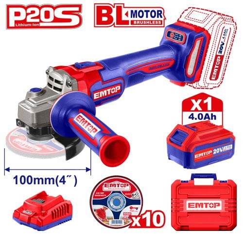 EMTOP 20V Cordless Angle Grinder 4" (With battery & Charger) ELAG211041 1 ELAG211041 ELAG211041 My Store