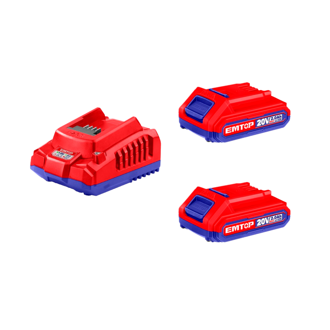 EMTOP 20V 2pc Batteries & Charger kit ELBCPK1222 1 ELBCPK1222 ELBCPK1222 My Store