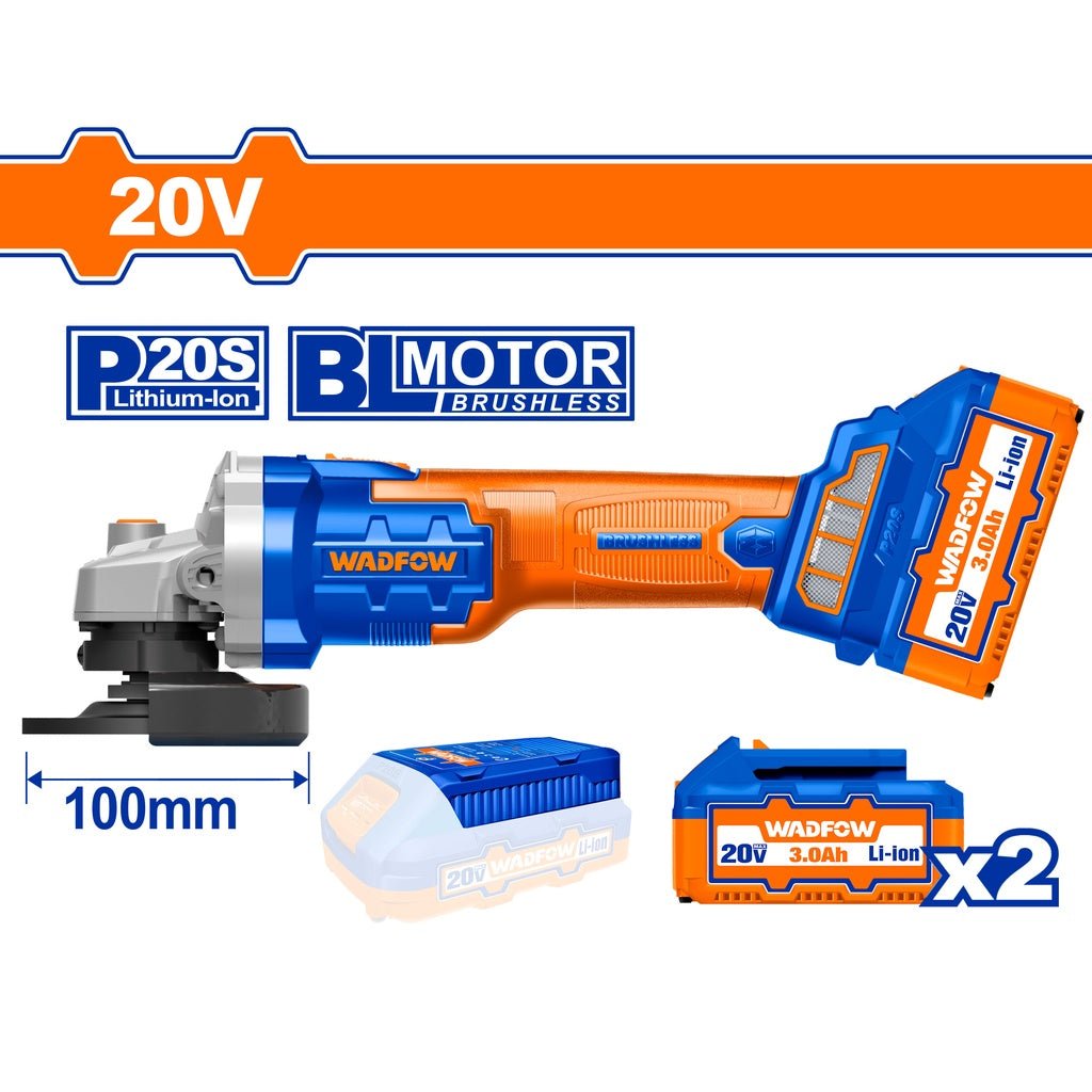 WADFOW 20V 4" Cordless Angle Grinder (with 2pc batteries & charger) WLAPM12 1 WLAPM12 f5684a99 1596 4654 9410 c19b70ede625 WLAPM12 f5684a99 1596 4654 9410 c19b70ede625 My Store