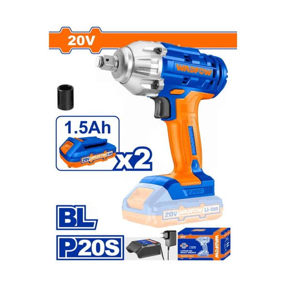 WADFOW 20V Cordless Impact Wrench (With 2pcs batteries & charger) WCD1512 1 wadfow impact wrench wcd1512 wadfow impact wrench wcd1512 My Store